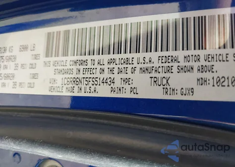 2015 Ram 1500 Laramie from USA, damaged, VIN 1C6RR6NT5FS514434